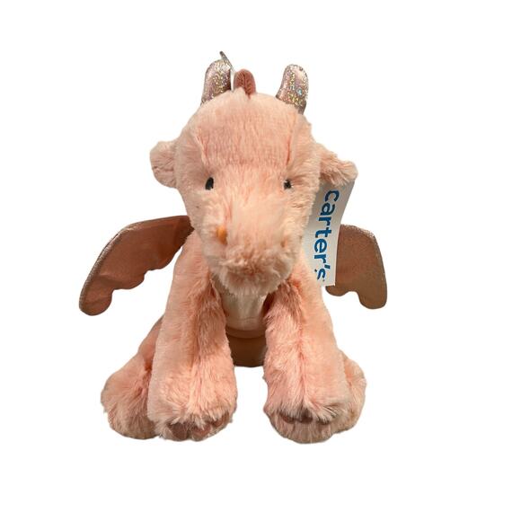 New Carter’s PINK Girls SPARKLE DRAGON 🐉 Lovey Plush Stuffed Animal Beanie HTF - Picture 1 of 5
